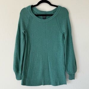 Gap Merino Wool Blend Cozy Teal Balloon Sleeve Knit Sweater Small